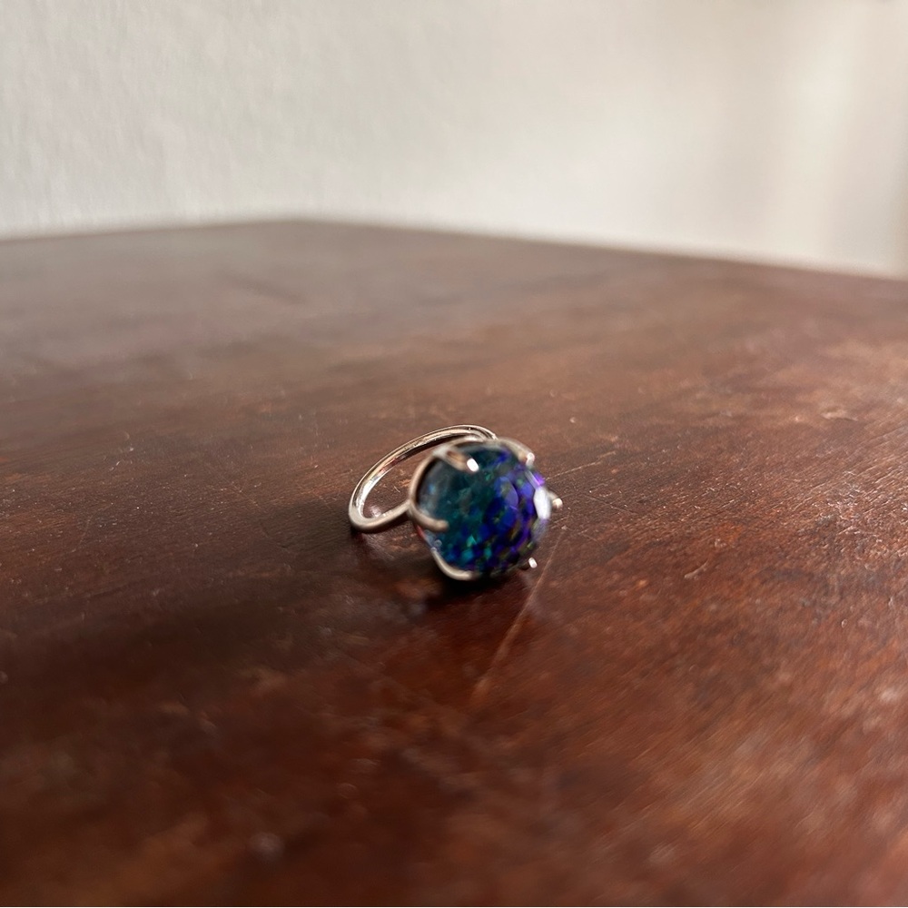 Vintage Silver with dragonfly eye cut crystal circa 1970, Avon